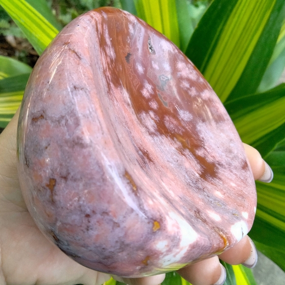 Colorful Pink and Red Ocean Jasper Crystal Bowl Stone Carving - Picture 8 of 9